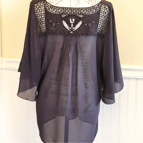 BNWT Daniel Rainn Gray with Black Detailing Short Sleeve Blouse. - Picture 2 of 11